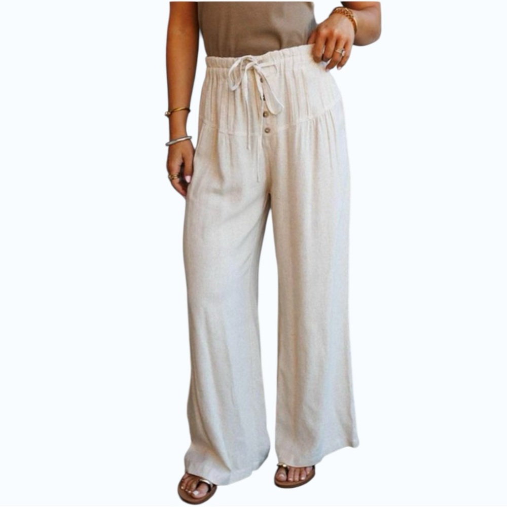 5504. Women's White Wide-Leg Pants